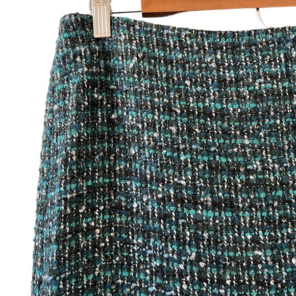 Talbots Tweed Wool Blend Pencil Skirt In Black & Green Size 12P - Picture 3 of 12